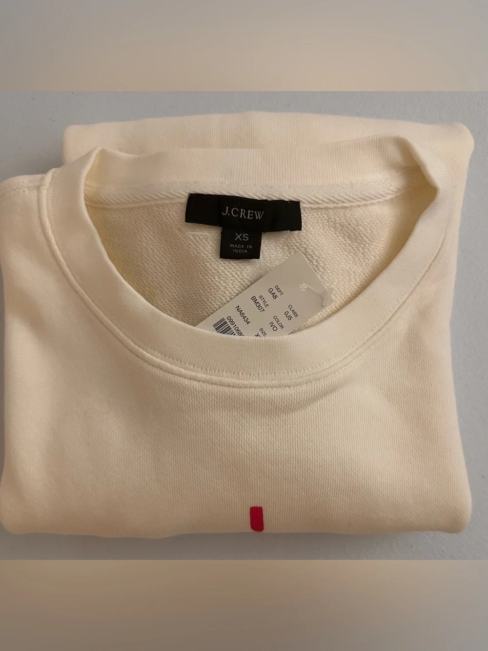 J. Crew Cream Sweatshirt with Green Logo and Pink Graphic size xs